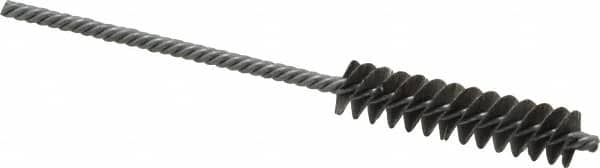 Made in USA - 3/8" Diam Helical Steel Tube Brush - Double Spiral, 0.005" Filament Diam, 1-1/2" Brush Length, 4" OAL, 1/8" Diam Galvanized Steel Shank - A1 Tooling