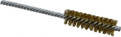 Made in USA - 5/8" Diam Helical Brass Tube Brush - Double Spiral, 0.005" Filament Diam, 2" Brush Length, 5" OAL, 0.208" Diam Galvanized Steel Shank - A1 Tooling