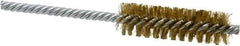 Made in USA - 3/4" Diam Helical Brass Tube Brush - Double Spiral, 0.006" Filament Diam, 2-1/2" Brush Length, 5-1/2" OAL, 0.237" Diam Galvanized Steel Shank - A1 Tooling