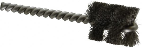 Made in USA - 7/8" Diam Helical Stainless Steel Tube Brush - Single Spiral, 0.006" Filament Diam, 1" Brush Length, 3-1/2" OAL, 0.213" Diam Stainless Steel Shank - A1 Tooling