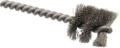 Made in USA - 1" Diam Helical Stainless Steel Tube Brush - 0.008" Filament Diam, 1" Brush Length, 3-1/2" OAL, 0.248" Diam Stainless Steel Shank - A1 Tooling