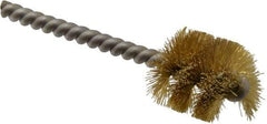 Made in USA - 1" Diam Helical Brass Tube Brush - Single Spiral, 0.008" Filament Diam, 1" Brush Length, 3-1/2" OAL, 0.248" Diam Stainless Steel Shank - A1 Tooling