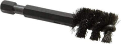 Made in USA - 1/2 Inch Inside Diameter, 5/8 Inch Actual Brush Diameter, Stainless Steel, Power Fitting and Cleaning Brush - 1/4 Shank Diameter, 2-3/4 Inch Long, Hex Shaft Stem - A1 Tooling