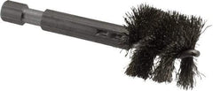 Made in USA - 3/4 Inch Inside Diameter, 7/8 Inch Actual Brush Diameter, Stainless Steel, Power Fitting and Cleaning Brush - 1/4 Shank Diameter, 2-3/4 Inch Long, Hex Shaft Stem - A1 Tooling