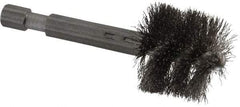 Made in USA - 7/8 Inch Inside Diameter, 1 Inch Actual Brush Diameter, Stainless Steel, Power Fitting and Cleaning Brush - 1/4 Shank Diameter, 2-3/4 Inch Long, Hex Shaft Stem - A1 Tooling