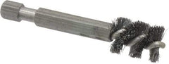 Made in USA - 3/8 Inch Inside Diameter, 1/2 Inch Actual Brush Diameter, Carbon Steel, Power Fitting and Cleaning Brush - 1/4 Shank Diameter, 2-3/4 Inch Long, Hex Shaft Stem - A1 Tooling