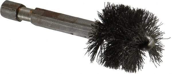 Made in USA - 3/4 Inch Inside Diameter, 7/8 Inch Actual Brush Diameter, Carbon Steel, Power Fitting and Cleaning Brush - 1/4 Shank Diameter, 2-3/4 Inch Long, Hex Shaft Stem - A1 Tooling