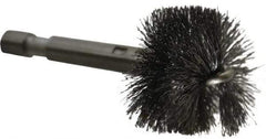 Made in USA - 1 Inch Inside Diameter, 1-1/8 Inch Actual Brush Diameter, Carbon Steel, Power Fitting and Cleaning Brush - 1/4 Shank Diameter, 2-3/4 Inch Long, Hex Shaft Stem - A1 Tooling