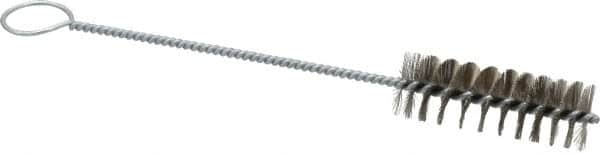 PRO-SOURCE - 3" Long x 1" Diam Stainless Steel Twisted Wire Bristle Brush - Single Spiral, 10" OAL, 0.008" Wire Diam, 0.16" Shank Diam - A1 Tooling