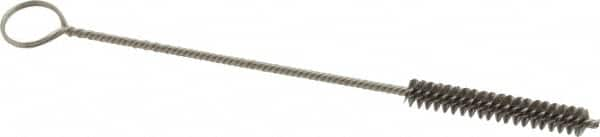 Made in USA - 1-1/2" Long x 1/4" Diam Stainless Steel Twisted Wire Bristle Brush - Double Spiral, 5-1/2" OAL, 0.003" Wire Diam, 0.062" Shank Diam - A1 Tooling