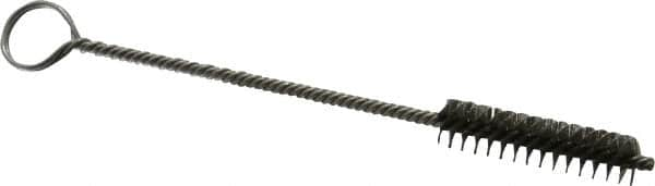 Made in USA - 1-1/2" Long x 3/8" Diam Stainless Steel Twisted Wire Bristle Brush - Double Spiral, 5-1/2" OAL, 0.005" Wire Diam, 0.085" Shank Diam - A1 Tooling