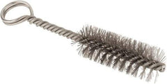 Made in USA - 2-1/2" Long x 7/8" Diam Stainless Steel Twisted Wire Bristle Brush - Double Spiral, 5-1/2" OAL, 0.01" Wire Diam, 0.162" Shank Diam - A1 Tooling