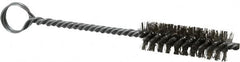 Made in USA - 2" Long x 5/8" Diam Stainless Steel Twisted Wire Bristle Brush - Double Spiral, 5-1/2" OAL, 0.008" Wire Diam, 0.209" Shank Diam - A1 Tooling