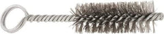 Made in USA - 2-1/2" Long x 7/8" Diam Stainless Steel Twisted Wire Bristle Brush - Double Spiral, 5-1/2" OAL, 0.01" Wire Diam, 0.235" Shank Diam - A1 Tooling