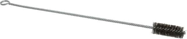 Made in USA - 2-1/2" Long x 1" Diam Stainless Steel Twisted Wire Bristle Brush - Double Spiral, 18" OAL, 0.006" Wire Diam, 0.235" Shank Diam - A1 Tooling