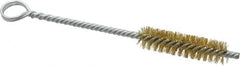 Made in USA - 2" Long x 1/2" Diam Brass Twisted Wire Bristle Brush - Double Spiral, 5-1/2" OAL, 0.006" Wire Diam, 0.162" Shank Diam - A1 Tooling