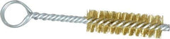 Made in USA - 2-1/2" Long x 3/4" Diam Brass Twisted Wire Bristle Brush - Double Spiral, 5-1/2" OAL, 0.01" Wire Diam, 0.235" Shank Diam - A1 Tooling