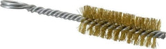 Made in USA - 2-1/2" Long x 7/8" Diam Brass Twisted Wire Bristle Brush - Double Spiral, 5-1/2" OAL, 0.01" Wire Diam, 0.235" Shank Diam - A1 Tooling