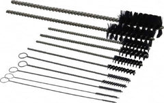 PRO-SOURCE - 11 Piece Nylon Hand Tube Brush Set - 3/4" to 1-1/2" Brush Length, 4" OAL, 0.034" Shank Diam, Includes Brush Diams 1/4", 5/16", 3/8", 1/2" & 3/4" - A1 Tooling