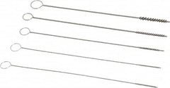 PRO-SOURCE - 5 Piece Stainless Steel Hand Tube Brush Set - 1/2" to 3/4" Brush Length, 4" OAL, 0.022" Shank Diam - A1 Tooling