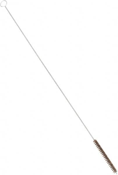 PRO-SOURCE - 4" Long x 3/8" Diam Horsehair Bristle Brush - Single Spiral, 26" OAL, 0.008" Filament Diam, 0.13" Shank Diam - A1 Tooling