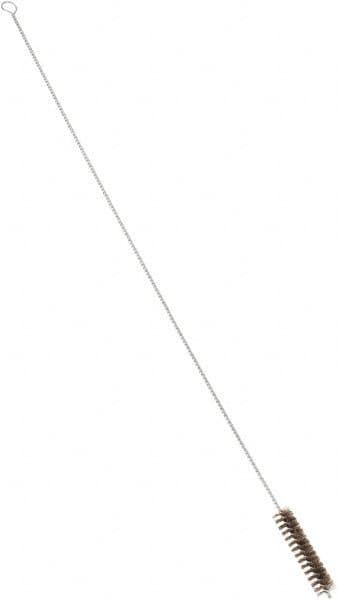 PRO-SOURCE - 4-1/2" Long x 1" Diam Horsehair Bristle Brush - Single Spiral, 40-1/2" OAL, 0.008" Filament Diam, 0.187" Shank Diam - A1 Tooling