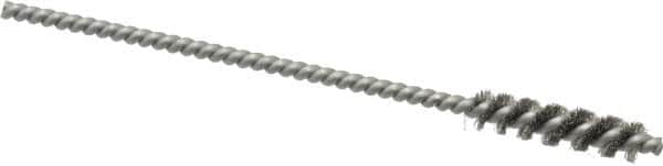 Made in USA - 6mm Diam Helical Stainless Steel Tube Brush - Single Spiral, 0.003" Filament Diam, 1" Brush Length, 4" OAL, 0.11" Diam Stainless Steel Shank - A1 Tooling