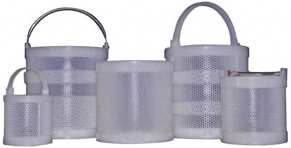 Made in USA - Round Polypropylene Dipping Basket - 3/16" Perforation, 6" Wide - A1 Tooling