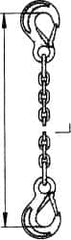 Pewag - 5' Long, 11,000 Lb Basket Capacity, 11,000 Lb Vertical Capacity, Stainless Steel Web Sling - SSS Chain Sling, 5/8" Diam Chain, Bright Polish, with 2 Sling Hooks - A1 Tooling