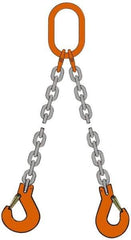 Pewag - 10' Long, 20,800 Lb Basket Capacity, 20,800 Lb Vertical Capacity, Alloy Steel Web Sling - DOS Chain Sling, 1/2" Diam Chain, Silver (Color), with 2 Sling Hooks & Master Link - A1 Tooling