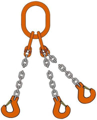 Pewag - 5' Long x 10" Wide, 22,800 Lb Basket Capacity, 22,800 Lb Vertical Capacity, Alloy Steel Web Sling - TOG Chain Sling, 3/8" Diam Chain, Self-Colored, with 3 Grab Hooks & Master Link - A1 Tooling