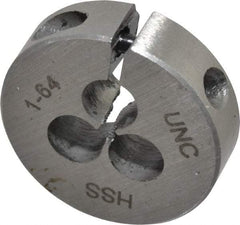 Interstate - #1-64 UNC Thread, 13/16" Outside Diam High Speed Steel Round Die - Right Hand Thread, Adjustable - Exact Industrial Supply