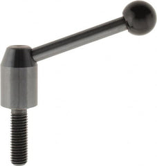 J.W. Winco - M10 x 1.5, 13.5mm Hub Diam, Steel Threaded Stud Adjustable Clamping Handle - 70mm OAL, 33.5mm High - A1 Tooling