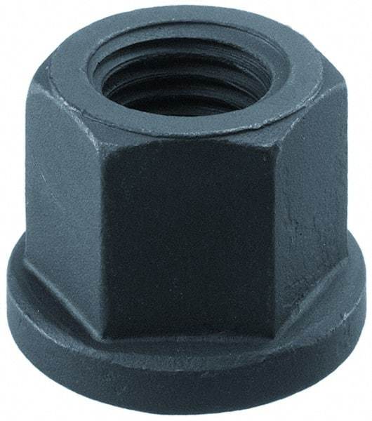 Gibraltar - M8, 18mm Flange Diam, 12mm High, 13mm Across Flats, Flange Nut - Grade 10 Steel, Black Phosphate Finish, 3.5" Flange Height, DIN 6331 - A1 Tooling