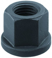 Gibraltar - M12, 25mm Flange Diam, 18mm High, 18mm Across Flats, Flange Nut - Grade 10 Steel, Black Phosphate Finish, 4" Flange Height, DIN 6331 - A1 Tooling