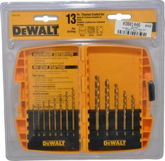 DeWALT - 1/16 to 1/4", 135° Point, Titanium Finish, High Speed Steel Jobber Length Drill Bit Set - A1 Tooling