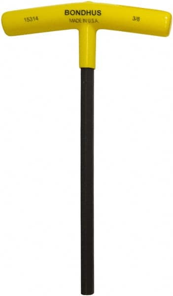 Bondhus - 3/8" Hex, T-Handle Cushion Grip, Hex Key - 9" OAL, Protanium High Torque Steel, Inch System of Measurement - A1 Tooling