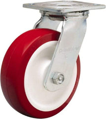 Hamilton - 6" Diam x 2" Wide x 7-1/2" OAH Top Plate Mount Swivel Caster - Polyurethane Mold on Polypropylene, 900 Lb Capacity, Straight Roller Bearing, 4 x 4-1/2" Plate - A1 Tooling