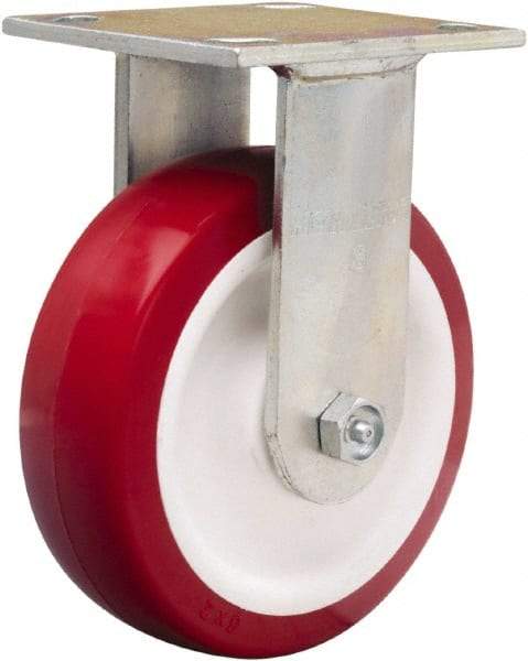 Hamilton - 6" Diam x 2" Wide x 7-1/2" OAH Top Plate Mount Rigid Caster - Polyurethane Mold on Polypropylene, 800 Lb Capacity, Straight Roller Bearing, 4 x 4-1/2" Plate - A1 Tooling