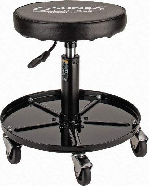 Sunex Tools - 15-1/2 to 20-1/2" High, Adjustable Height Stool - Vinyl Seat, Black - A1 Tooling