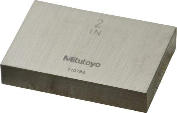 Mitutoyo - 2" Rectangular Steel Gage Block - Accuracy Grade AS-1, Includes Certificate of Inspection - A1 Tooling