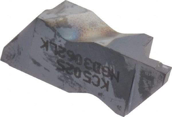 Kennametal - 3062NGD K Grade KC5025, 1.58mm Cutting Width Carbide Grooving Insert - 3.18mm Max Depth of Cut, Left Hand, 0.19mm Corner Radius, TiAlN Finish - A1 Tooling