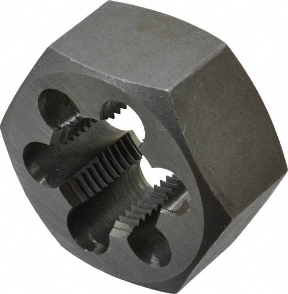 Interstate - M27x2.00 Metric Fine Thread, 2" Hex, Right Hand Thread, Hex Rethreading Die - Carbon Steel, 1" Thick - Exact Industrial Supply