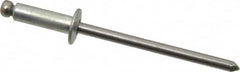 Marson - Button Head Steel Open End Blind Rivet - Steel Mandrel, 0.188" to 1/4" Grip, 1/4" Head Diam, 0.129" to 0.133" Hole Diam, 0.4" Length Under Head, 1/8" Body Diam - A1 Tooling