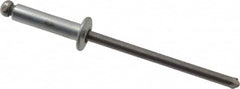 Marson - Button Head Steel Open End Blind Rivet - Steel Mandrel, 0.313" to 3/8" Grip, 1/4" Head Diam, 0.129" to 0.133" Hole Diam, 0.525" Length Under Head, 1/8" Body Diam - A1 Tooling