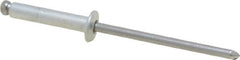 Marson - Button Head Steel Open End Blind Rivet - Steel Mandrel, 0.376" to 1/2" Grip, 1/4" Head Diam, 0.129" to 0.133" Hole Diam, 0.65" Length Under Head, 1/8" Body Diam - A1 Tooling