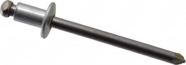 Marson - Button Head Steel Open End Blind Rivet - Steel Mandrel, 0.032" to 1/8" Grip, 3/8" Head Diam, 0.192" to 0.196" Hole Diam, 0.187" Length Under Head, 3/16" Body Diam - A1 Tooling