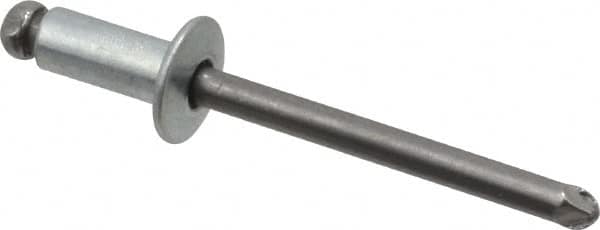 Marson - Button Head Steel Open End Blind Rivet - Steel Mandrel, 0.188" to 1/4" Grip, 3/8" Head Diam, 0.192" to 0.196" Hole Diam, 0.45" Length Under Head, 3/16" Body Diam - A1 Tooling