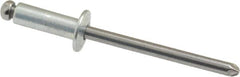 Marson - Button Head Steel Open End Blind Rivet - Steel Mandrel, 0.313" to 3/8" Grip, 3/8" Head Diam, 0.192" to 0.196" Hole Diam, 0.575" Length Under Head, 3/16" Body Diam - A1 Tooling