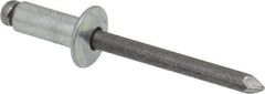 Marson - Button Head Steel Open End Blind Rivet - Steel Mandrel, 0.251" to 3/8" Grip, 1/2" Head Diam, 0.257" to 0.261" Hole Diam, 5/8" Length Under Head, 1/4" Body Diam - A1 Tooling